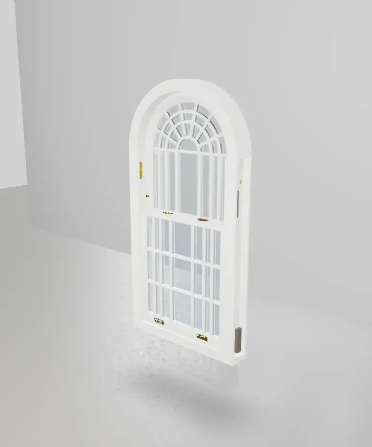 Semi-circular arched sash window with triple hub and spoke tracery — 3D configurator preview