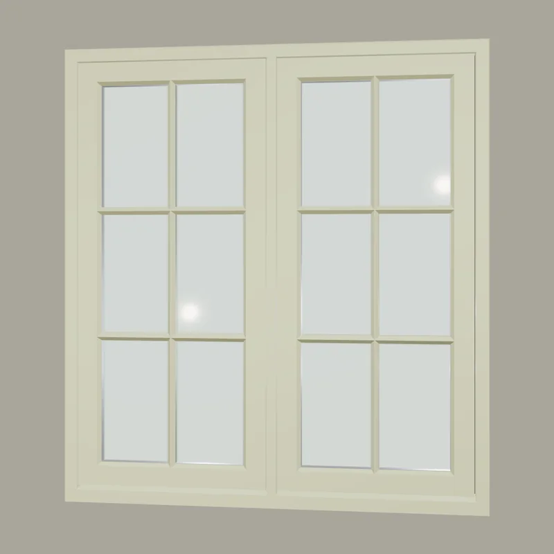 The same casement seen from inside, painted Farrow & Ball Vert de Terre