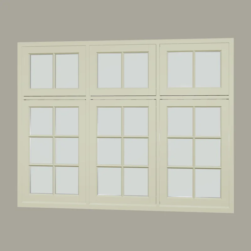 Flush timber casement window with top lights in Farrow & Ball Vert de Terre