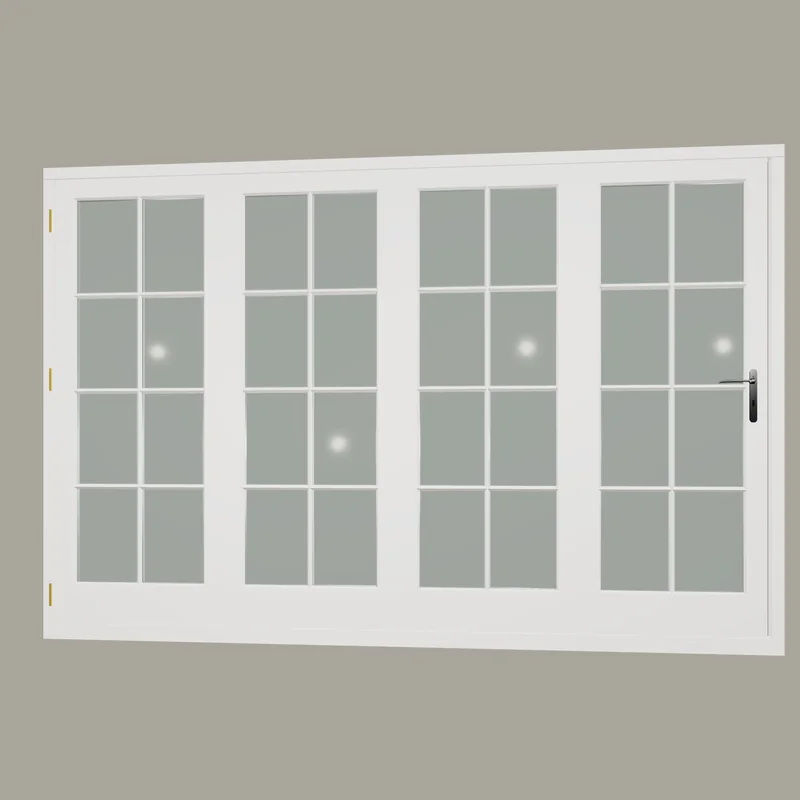 White four-panel timber bifold doors with Georgian glazing bars