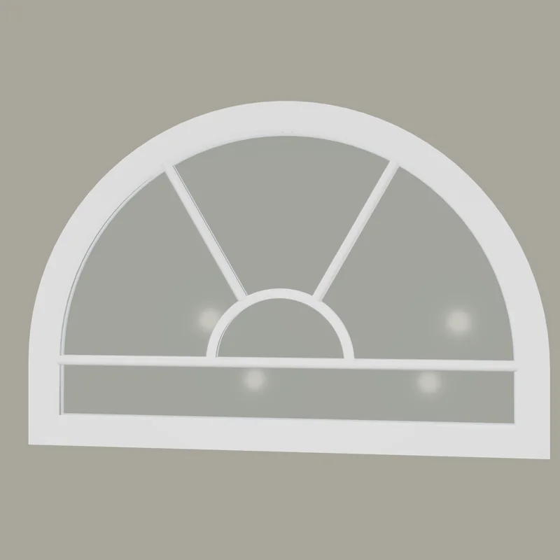 White semi-circular timber fanlight with half-hub glazing bars